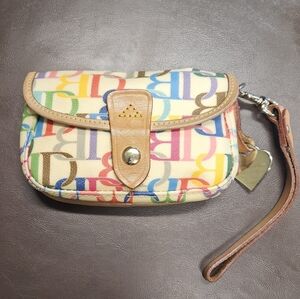 Vintage Dooney & Bourke Multicolor Logo Wristlet